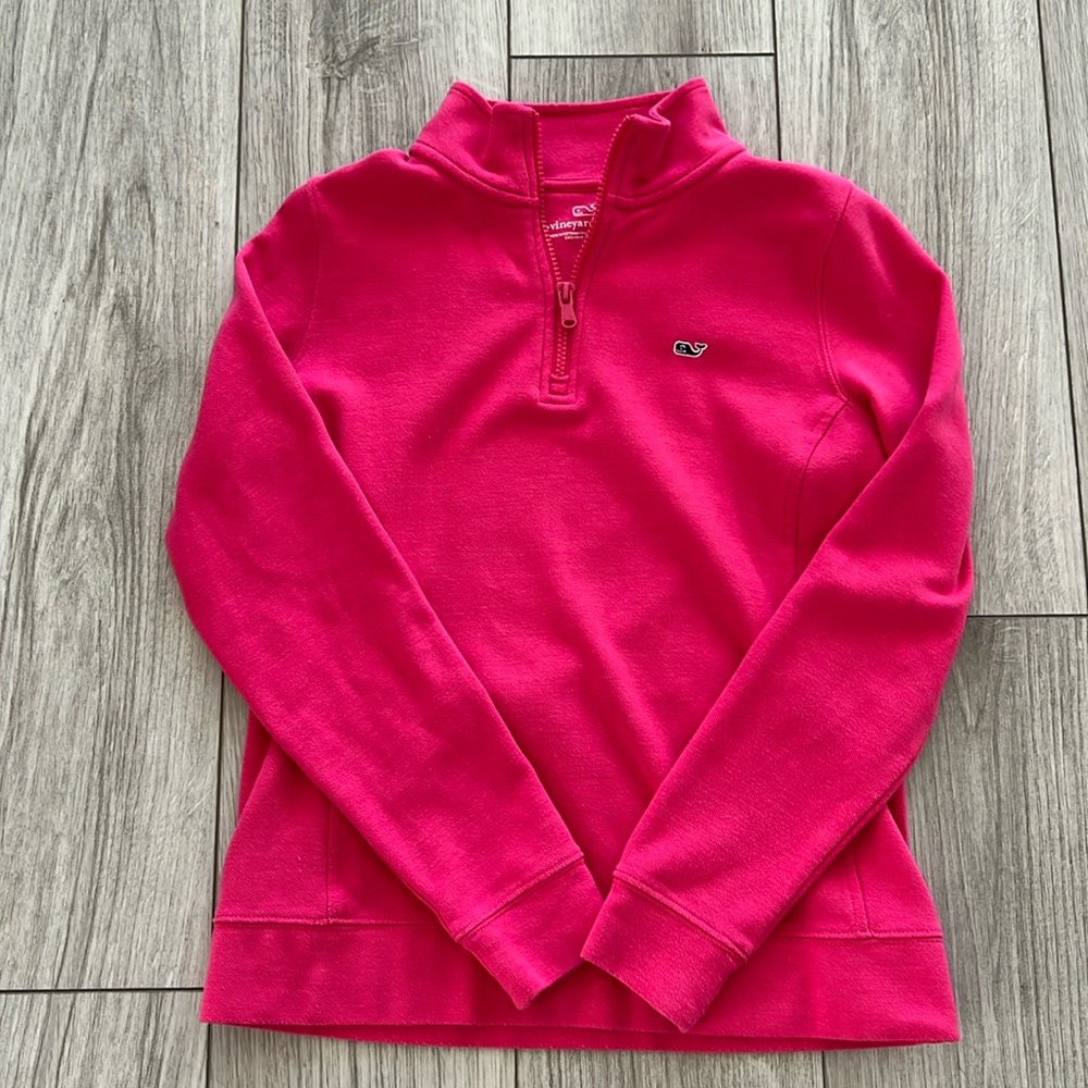Vineyard Vines Womrns Hot Pink Quarter zip with whale logo Xs